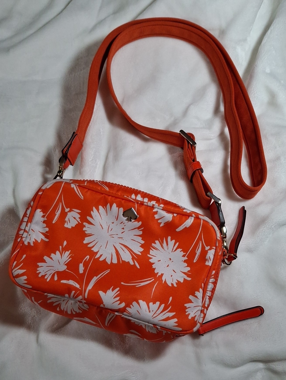 kate spade Orange and White Floral Crossbody Bag
